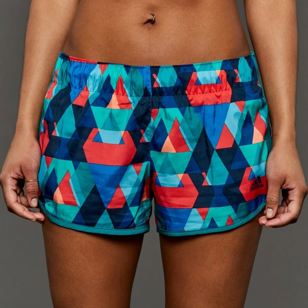 ADIDAS M10 Geometric Graphic Running Teal Shorts | SZ S